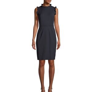 Rebecca Taylor Sleeveless Ruffle Suit Dress Career Classic Office Party Navy 8